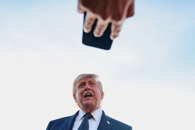 U.S. President Donald Trump speaks to the media upon arrival at Paris Orly airport, following the G7 Summit, in Orly, France, June 17, 2026.