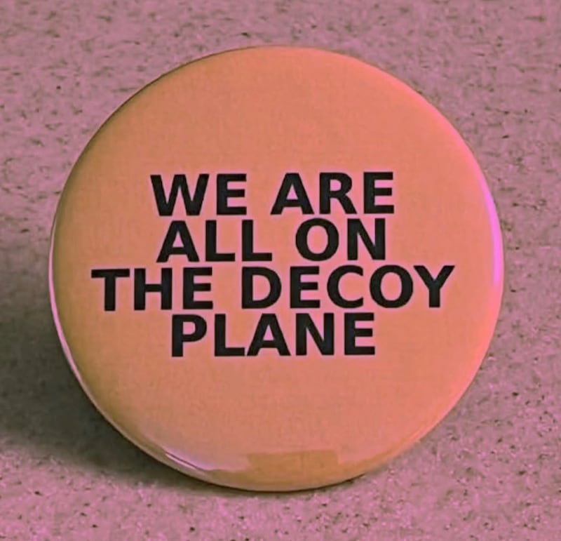 A button that reads: We are all on the decoy plane