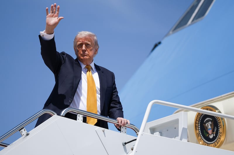 President Donald Trump, pictured departing for China on May 12, has repeatedly bragged in recent weeks about his cognitive tests.