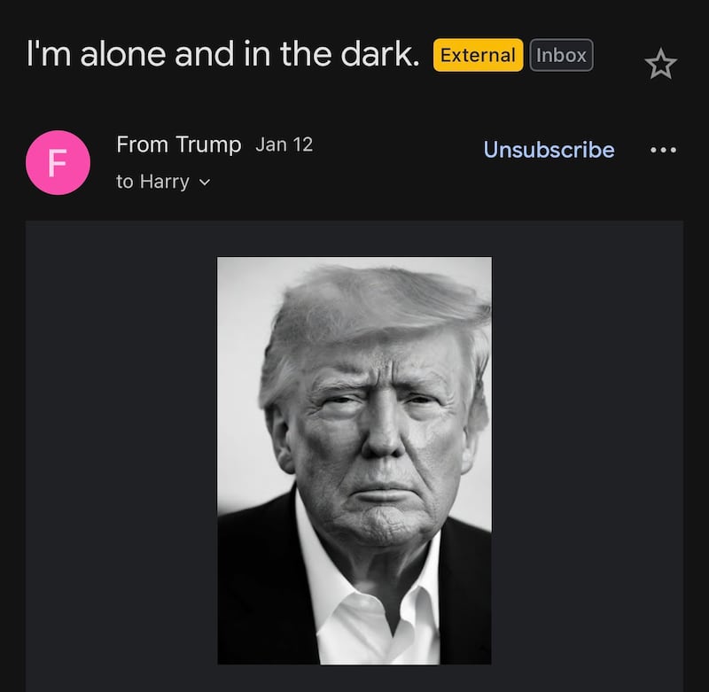 Donald Trump begging email.