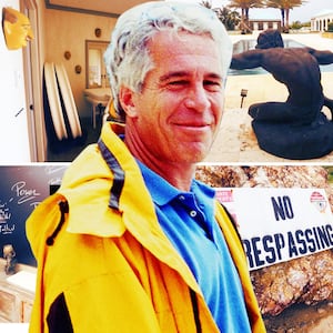 A photo composite of Jeffrey Epstein and images from Epstein's private island in the Caribbean released by House Oversight Democrats.