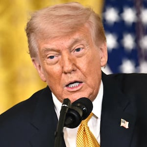 President Donald Trump speaks during a Military Mother's Day Event in the East Room of the White House in Washington, DC, on May 6, 2026.