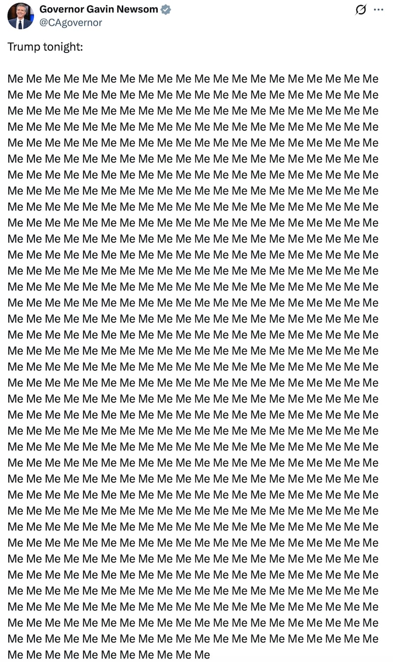 Gavin Newsom trolls Donald Trump on X after his address to the nation.