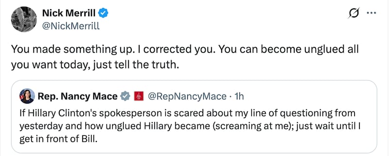 Hillary Clinton's adviser slams Rep. Nancy Mace on X.