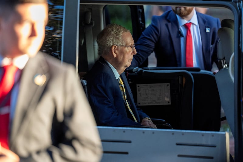 Senator Mitch McConnell loaded up into an SUV for his return to the Senate. He had not been seen in public since he was hospitalized on June 14.