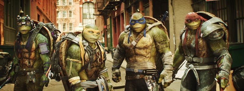 A picture from ‘Teenage Mutant Ninja Turtles: Out of the Shadows’  shows the turtles
