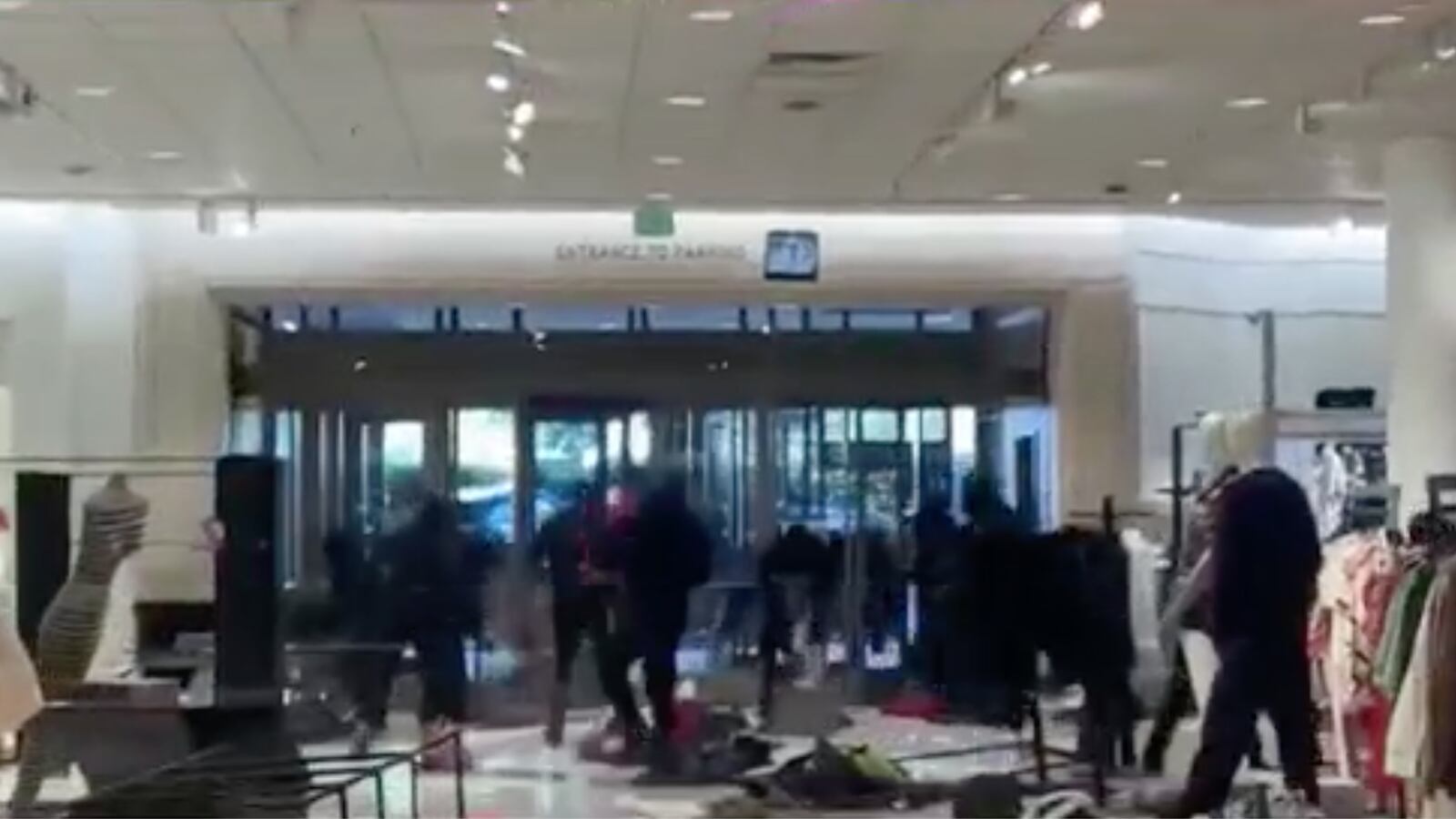 A flash mob of shoplifters raid a Nordstrom in Los Angeles.