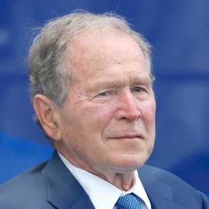 Former President George W. Bush attends the dedication ceremony for the opening of the Barack Obama Presidential Center, in John Lewis Plaza, on June 18, 2026 in Chicago, Illinois.