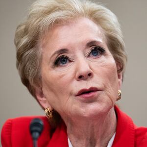 Linda McMahon, Stephen Miller, split image