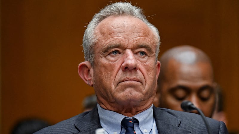 U.S. Health and Human Services (HHS) Secretary Robert F. Kennedy Jr. looks on as he testifies before a Senate Health, Education, Labor, and Pensions Committee hearing on U.S. President Donald Trump's budget request for the Department of Health and Human Services on Capitol Hill in Washington, D.C., U.S., April 22, 2026.