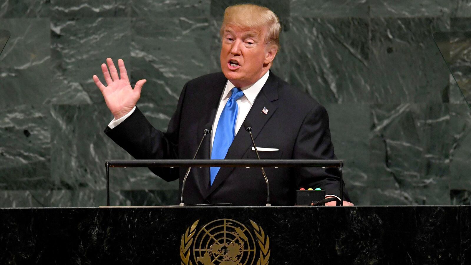 US President Donald Trump addresses the 72nd Annual UN General Assembly in New York on September 19, 2017.