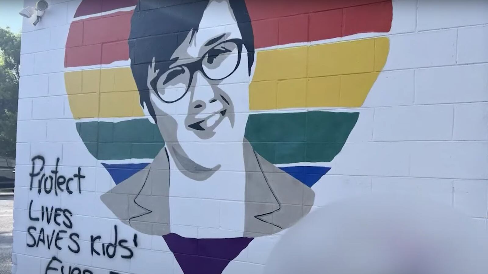 A mural to murdered Northern Irish journalist Lyra McKee defaced in Orlando, Florida.