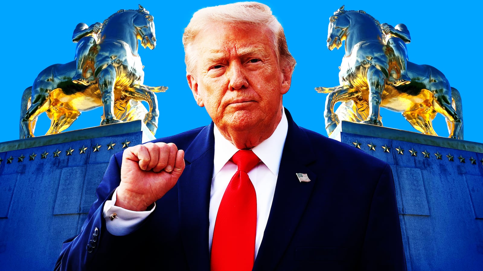 Donald Trump, statues photo illustration