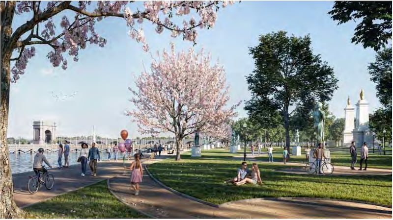 A rendering of the National Garden of American Heroes in a fundraising document by the National Garden of American Heroes Foundation.