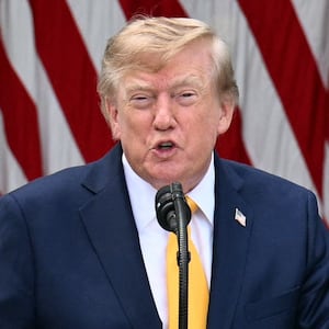 President Donald Trump speaks in the Rose Garden of the White House in Washington, DC, on August 24, 2026.