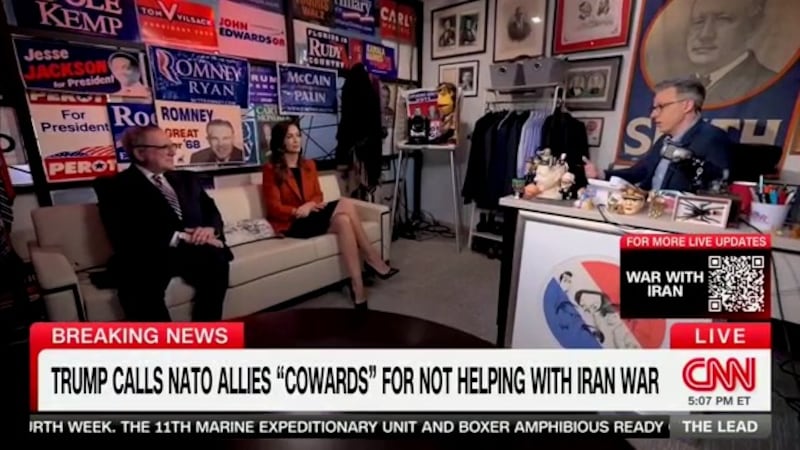 Tapper broadcasting from his office.