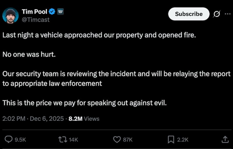 Screengrab of Tim Pool's X post.