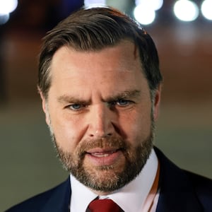 U.S. Vice President JD Vance speaks to the media before boarding Air Force Two to return to Washington, D.C. from Budapest Ferenc Liszt International Airport on April 8, 2026 in Budapest, Hungary.