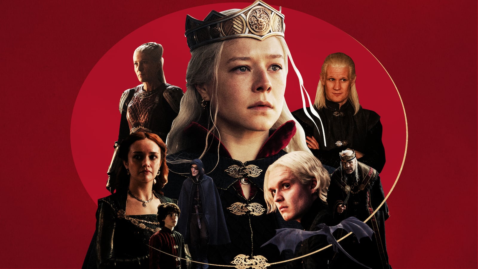 A photo illustration showing characters from House of The Dragon.