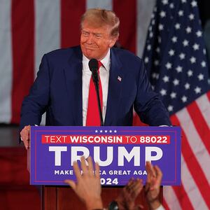Republican presidential candidate and former U.S. President Donald Trump attends a campaign event in Waukesha, Wisconsin, U.S. May 1, 2024.