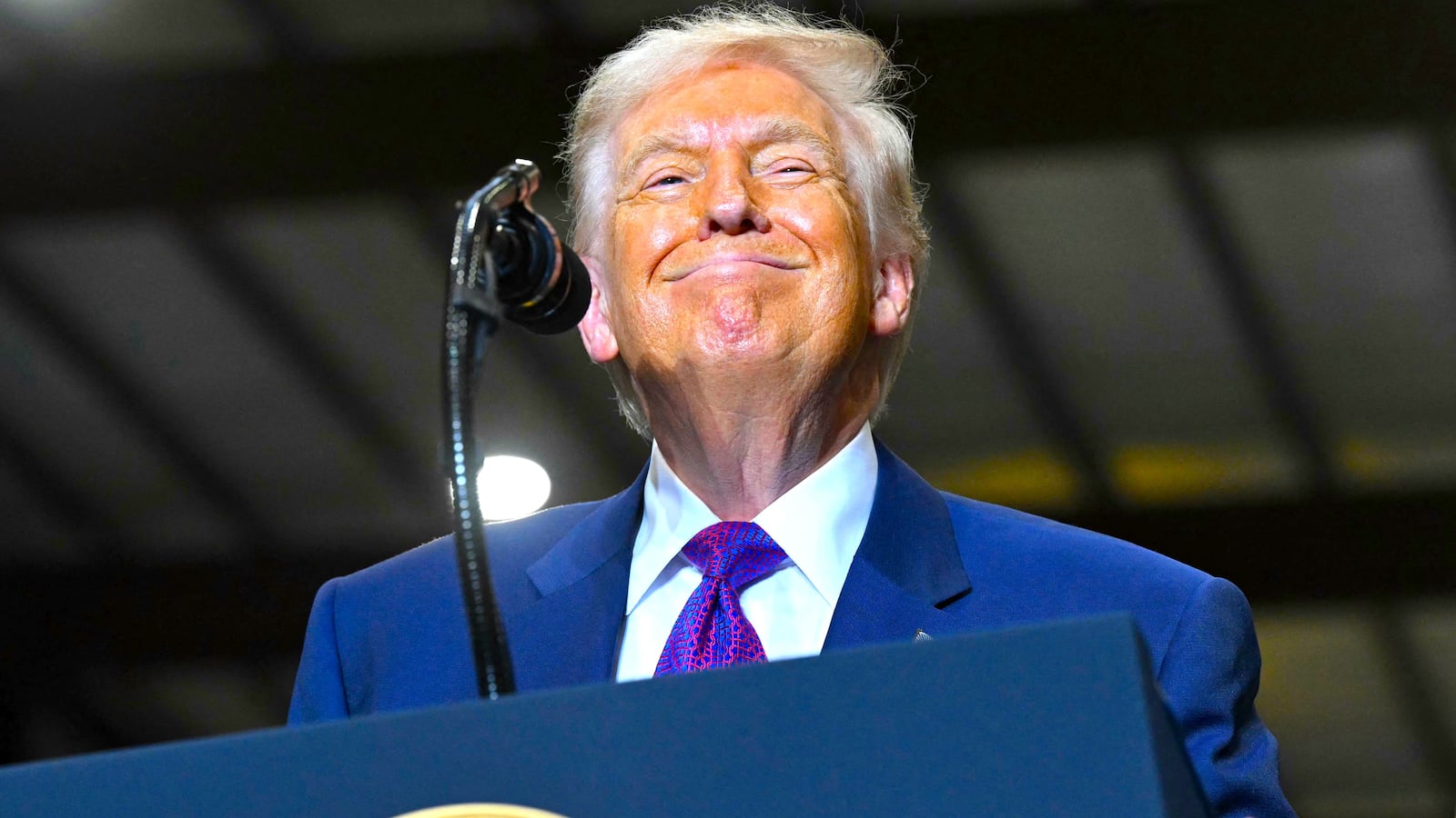 President Donald Trump gives a speech about the economy at the Coosa Steel Corporation factory in Rome, Georgia, on February 19, 2026.