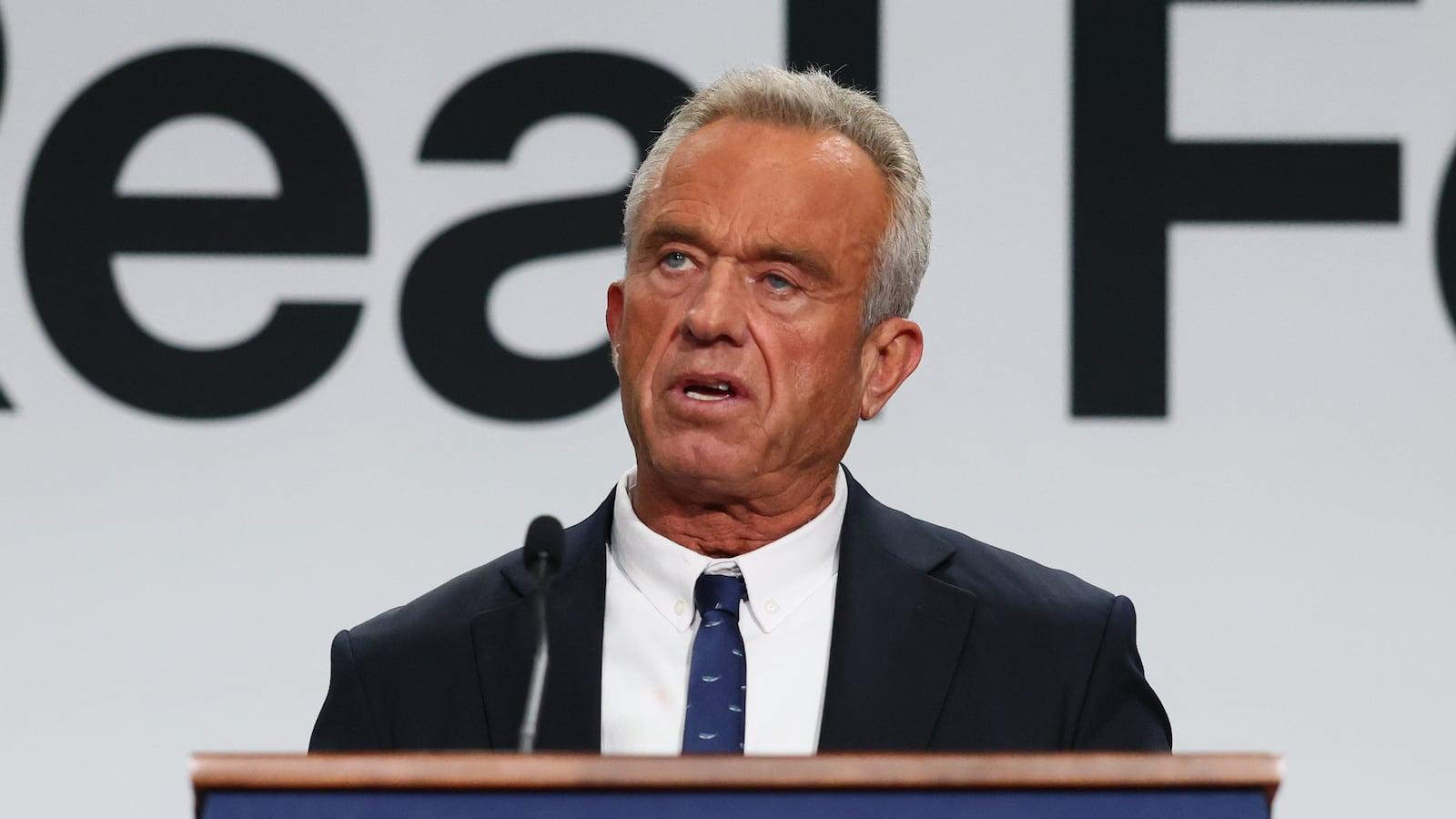 WASHINGTON, DC - FEBRUARY 11: U.S. Secretary of Health and Human Services Robert F. Kennedy Jr. speaks during an event to "Celebrate the Implementation of the Dietary Guidelines for Americans" at the Health and Human Services Headquarters on February 11, 2026 in Washington, DC. Kennedy celebrated the updated guidelines and the Make America Healthy Again movement with Agriculture Secretary Brooke Rollins, former boxing heavyweight champion Mike Tyson, U.S. Chief Design Officer Joe Gebbia, American Medical Association President Bobby Mukkamala, Chef Andrew Gruel, Defense Department Undersecretary Mike Obadal, and Bureau of Prisons Director William Marshall. (Photo by Michael M. Santiago/Getty Images)