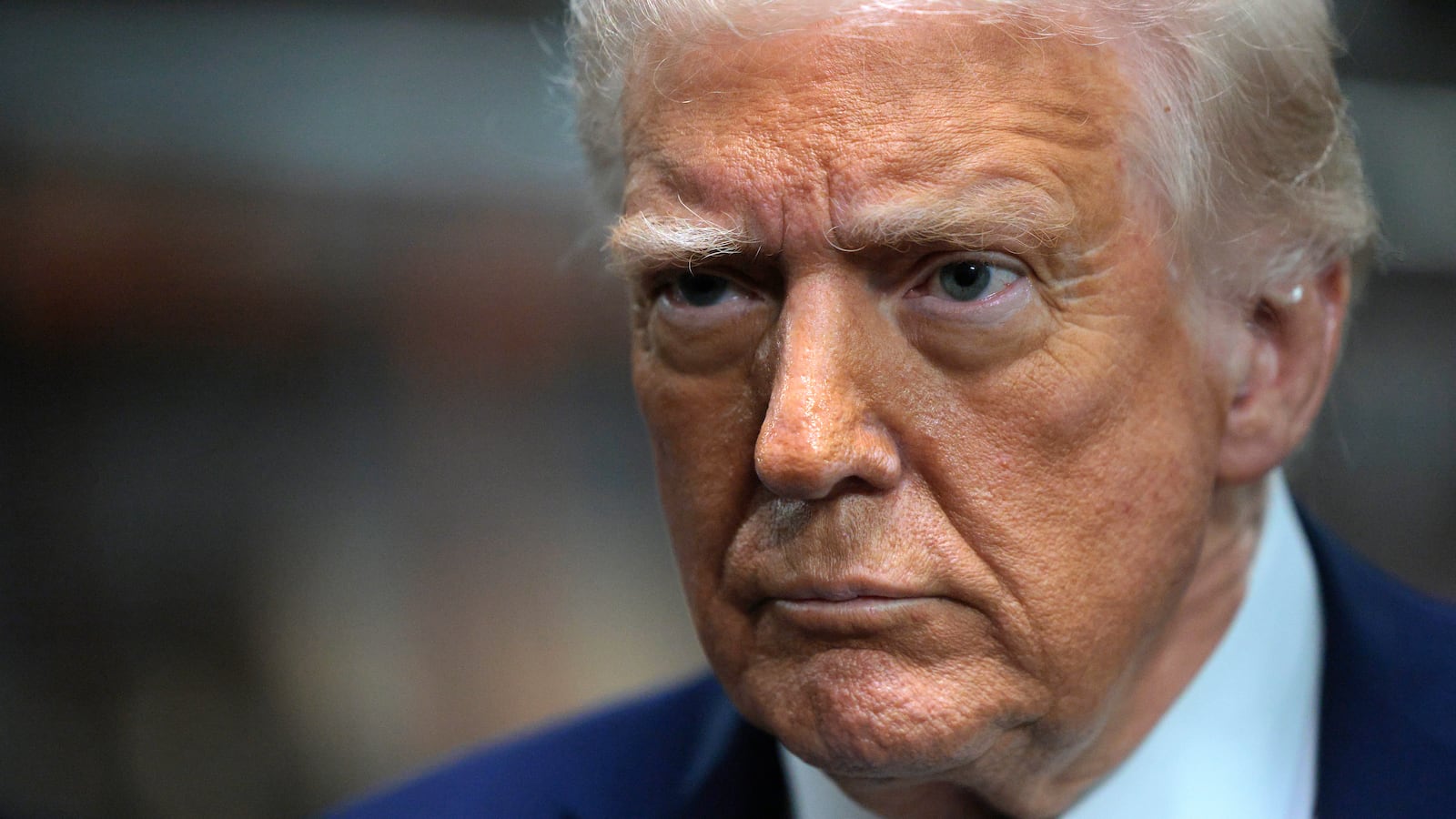 President Donald Trump speaks to the media during a guided tour of the John F. Kennedy Center for the Performing Arts before leading a board meeting on March 17, 2025 in Washington, DC.
