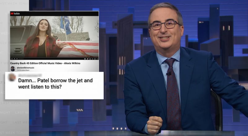 John Oliver mocks Alexis Wilkins on Last Week Tonight.