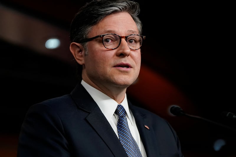 U.S. House Speaker Mike Johnson (R-LA) speaks during a press conference following a closed House Republican Conference meeting, on Capitol Hill in Washington, D.C., U.S., May 20, 2026.