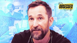 A photo illustration of Noah Wylie in The Pitt for the Obsessed podcast.