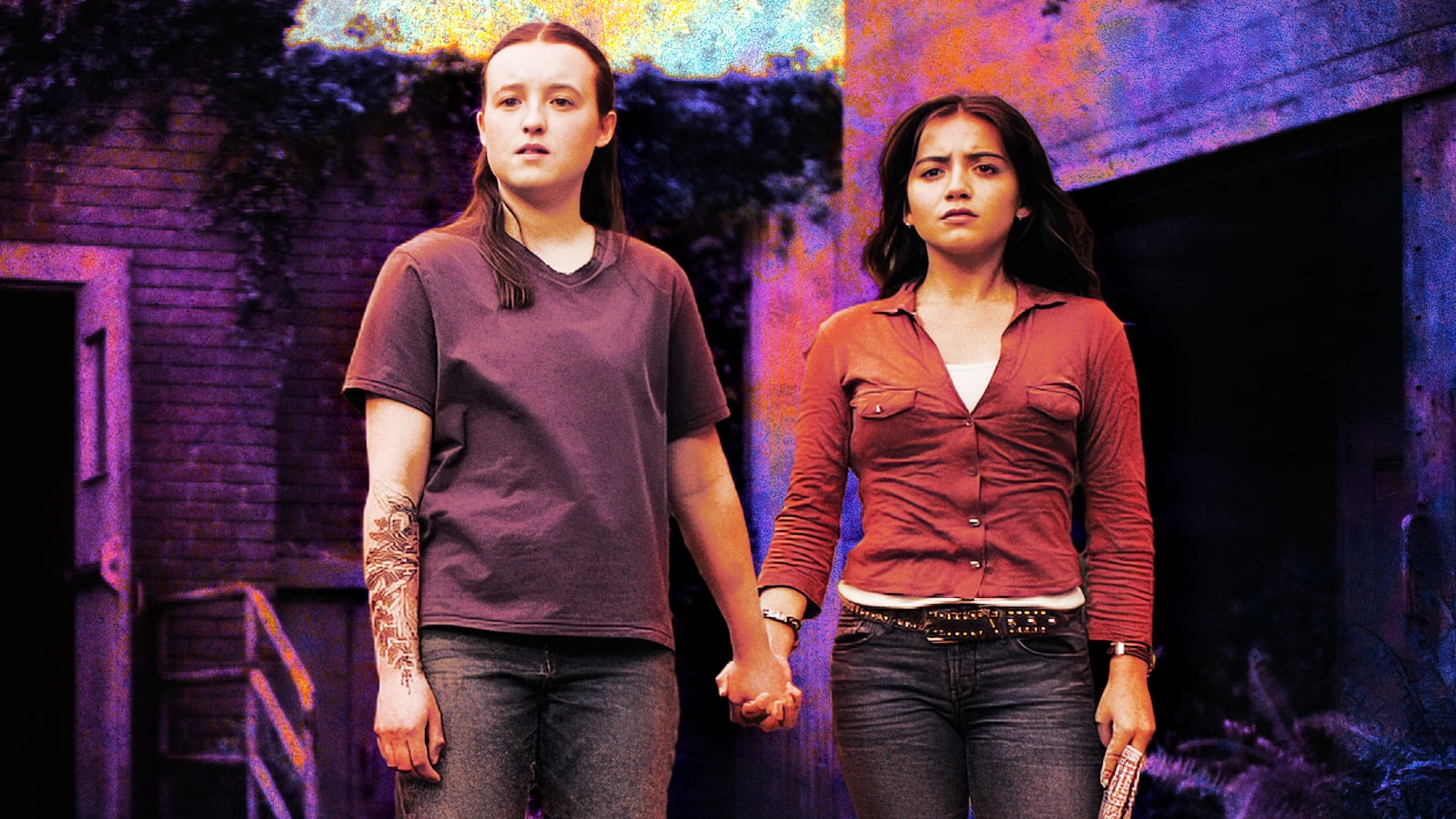 Bella Ramsey and Isabela Merced in The Last of Us.