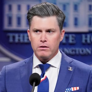 SATURDAY NIGHT LIVE -- Episode 1902 -- Pictured: Colin Jost as Pete Hegseth during the "Kash Patel and Hegseth" Cold Open on Saturday, May 2, 2026 -- (Photo by: Lloyd Bishop/NBC via Getty Images)