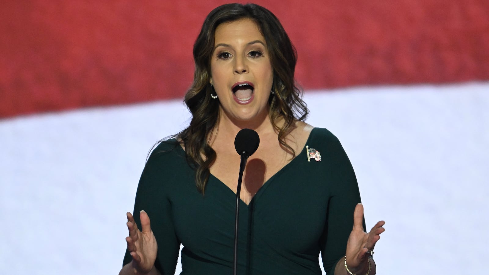 US Representative and House Republican Conference Chair Elise Stefanik (R-NY) speaks during the second day of the 2024 Republican National Convention at the Fiserv Forum in Milwaukee, Wisconsin, July 16, 2024. Days after he survived an assassination attempt Donald Trump won formal nomination as the Republican presidential candidate and picked right-wing loyalist J.D. Vance for running mate, kicking off a triumphalist party convention in the wake of last weekend's failed assassination attempt. (Photo by ANDREW CABALLERO-REYNOLDS / AFP) (Photo by ANDREW CABALLERO-REYNOLDS/AFP via Getty Images