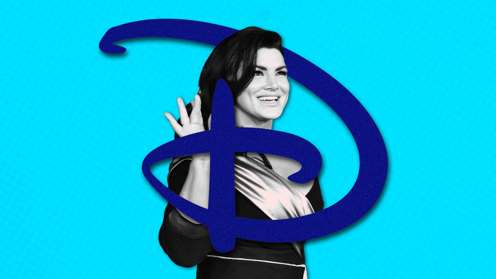 A photo illustration of Giana Carano and the Disney logo.