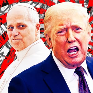 A photo illustration of Pope Leo and Donald Trump.