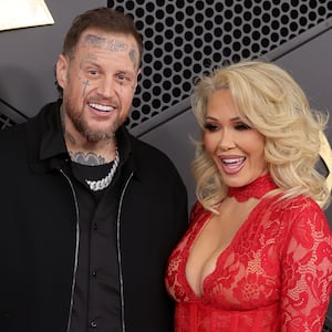 Jelly Roll and wife Bunnie Xo attend the 68th Grammy Awards on February 1, 2026, in Los Angeles, California.