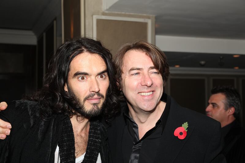 Russell Brand and Jonathan Ross at the Music Industry Trusts' Award, London, 2nd November 2009. (Photo by JMEnternational/Getty Images)
