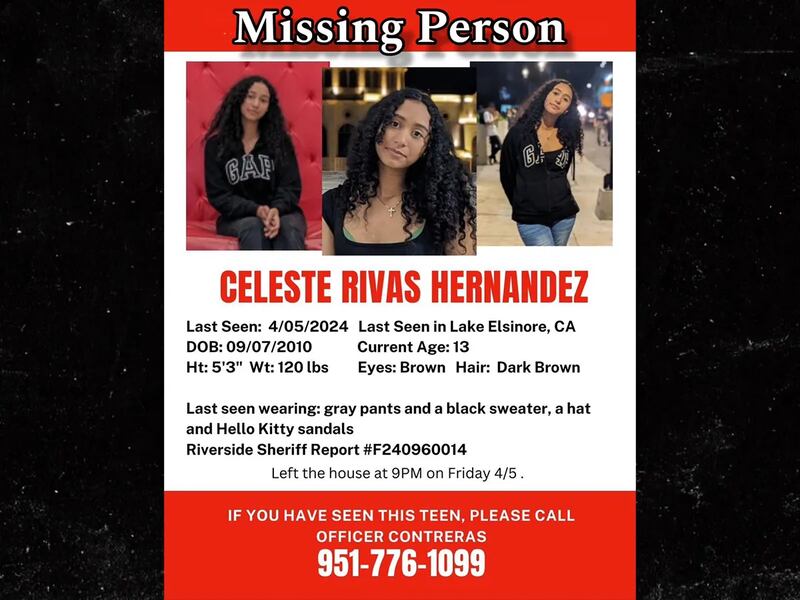 A Missing Person's report for Celeste Rivas Hernandez, who was found dead on September 8.