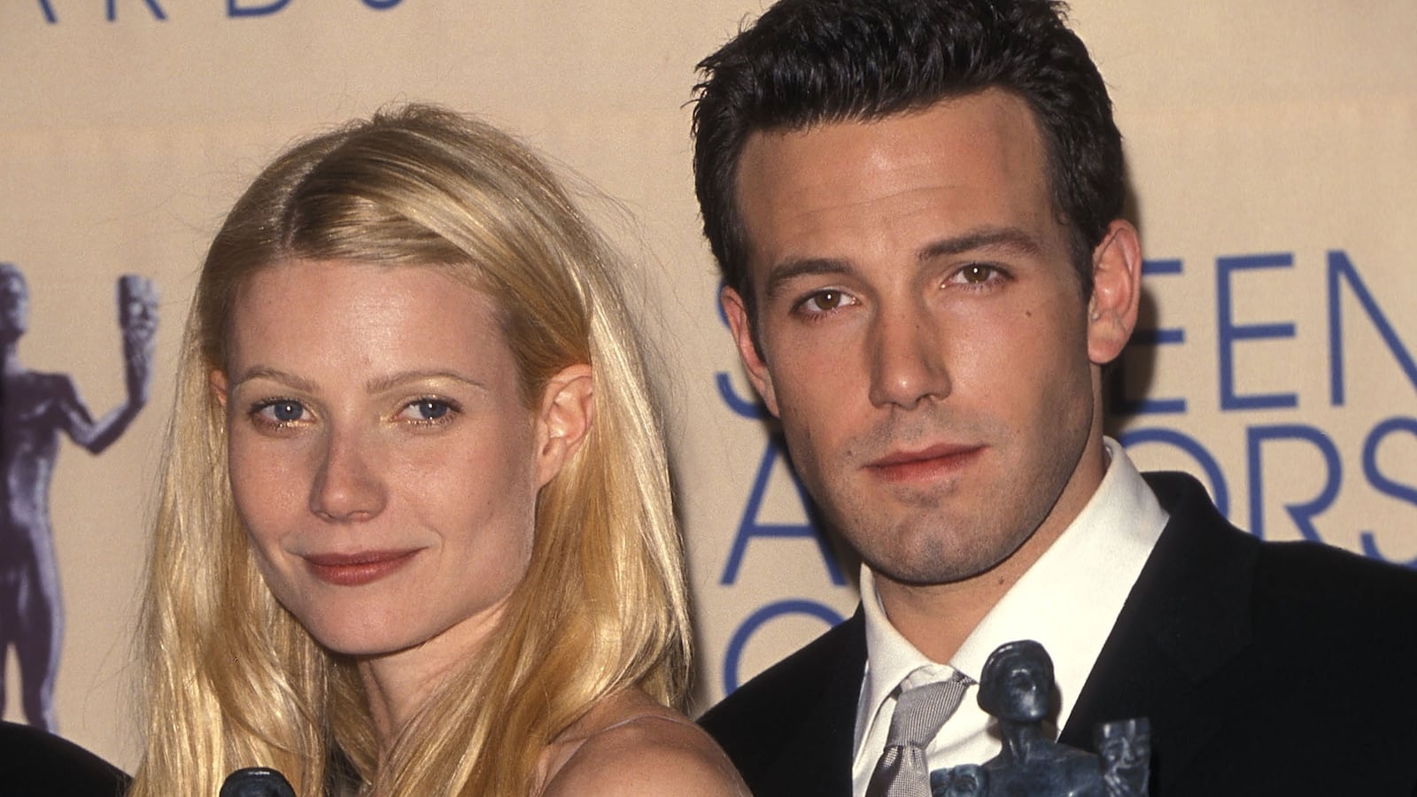Actress Gwyneth Paltrow and actor Ben Affleck attend the Fifth Annual Screen Actors Guild Awards on March 7, 1999 at the Shrine Auditorium in Los Angeles, California. (Photo by Ron Galella, Ltd./Ron Galella Collection via Getty Images)