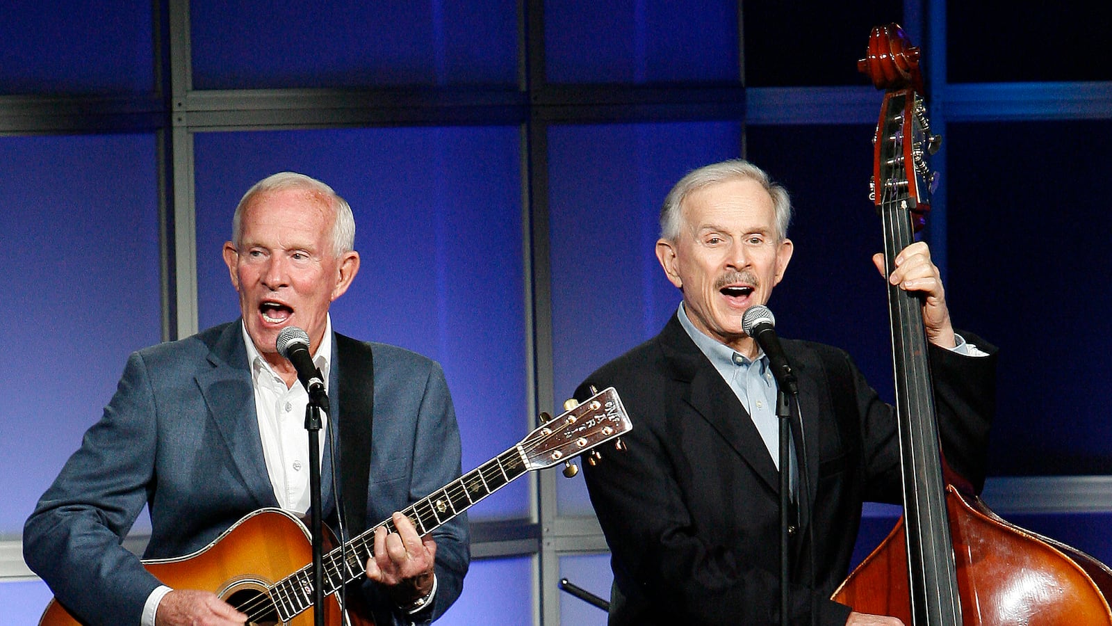 Tom Smothers (L) and Dick Smothers perform at the 24th Annual Television Critics Association Awards in Beverly Hills July 19, 2008