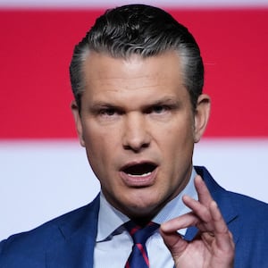 Pete Hegseth addresses senior military officers at Marine Corps Base Quantico in Quantico, Virginia, on September 30, 2025.