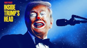 Donald Trump as a clown at the White House Correspondents dinner.