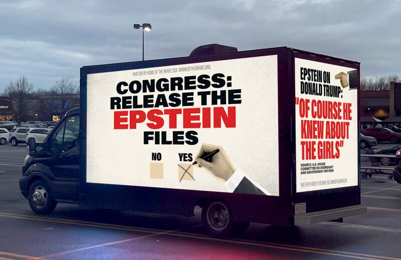 A mobile billboard truck urging members of Congress to vote to release the Epstein files will be driving around Capitol Hill this week.