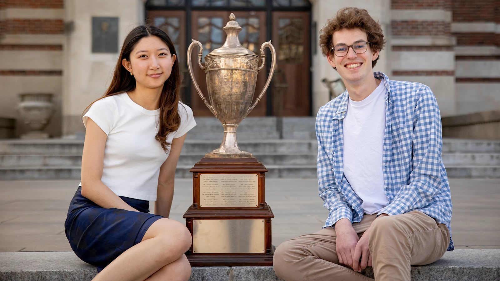 Kelly Phil and Bennett Dombcik, University of Michigan winning debaters
