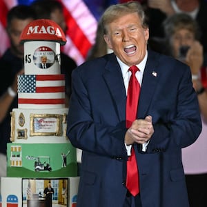 Donald Trump and his birthday cake