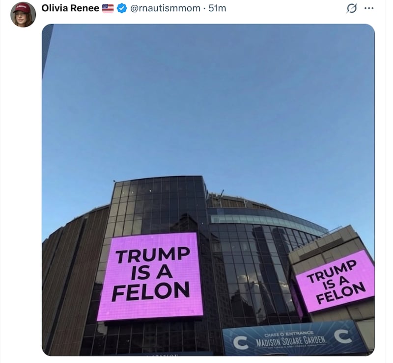 Tweet altered in post on X.