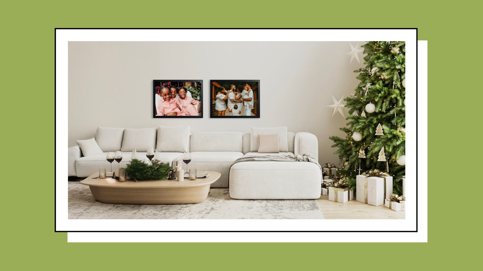 Fracture brand holiday photos hung on the wall.