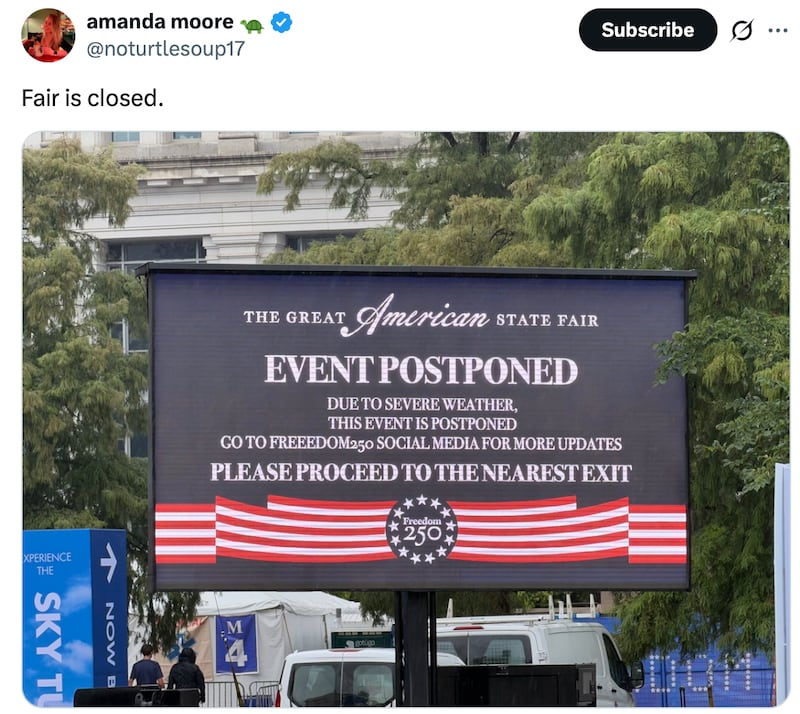 Amanda Moore posts sign with spelling error after State Fair closure.