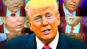 A photo illustration of Donald Trump and Lou Dobbs.