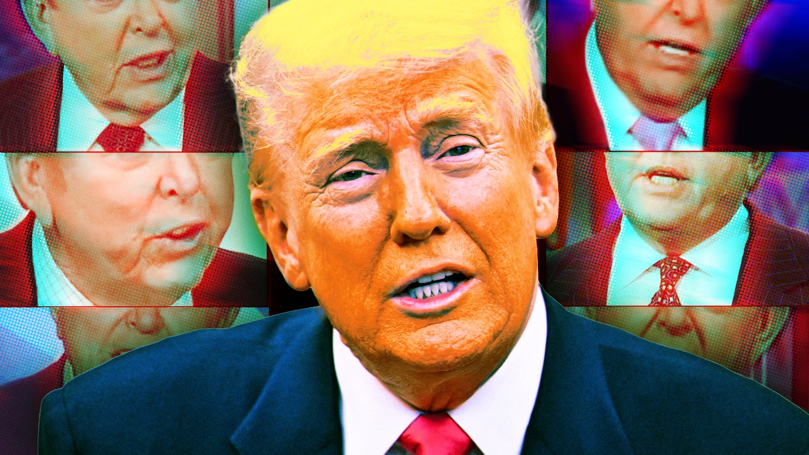 A photo illustration of Donald Trump and Lou Dobbs.